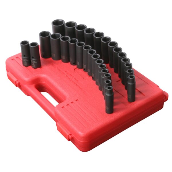 SUNEX 1/2" Drive 29 Piece SAE and Metric Deep Impact Socket Set